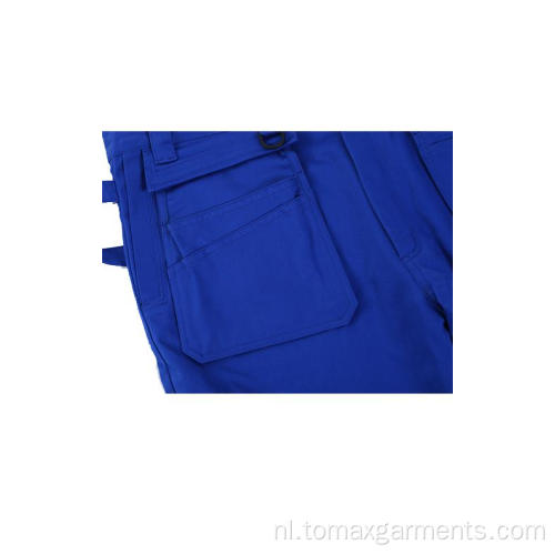 Blauwe vlamvertragende broek met zilveren tape